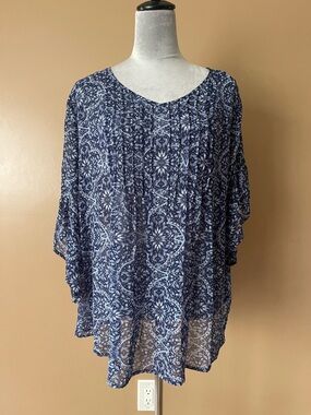 Style & co Relaxed Navy Blue Printed Tunic Top size XL